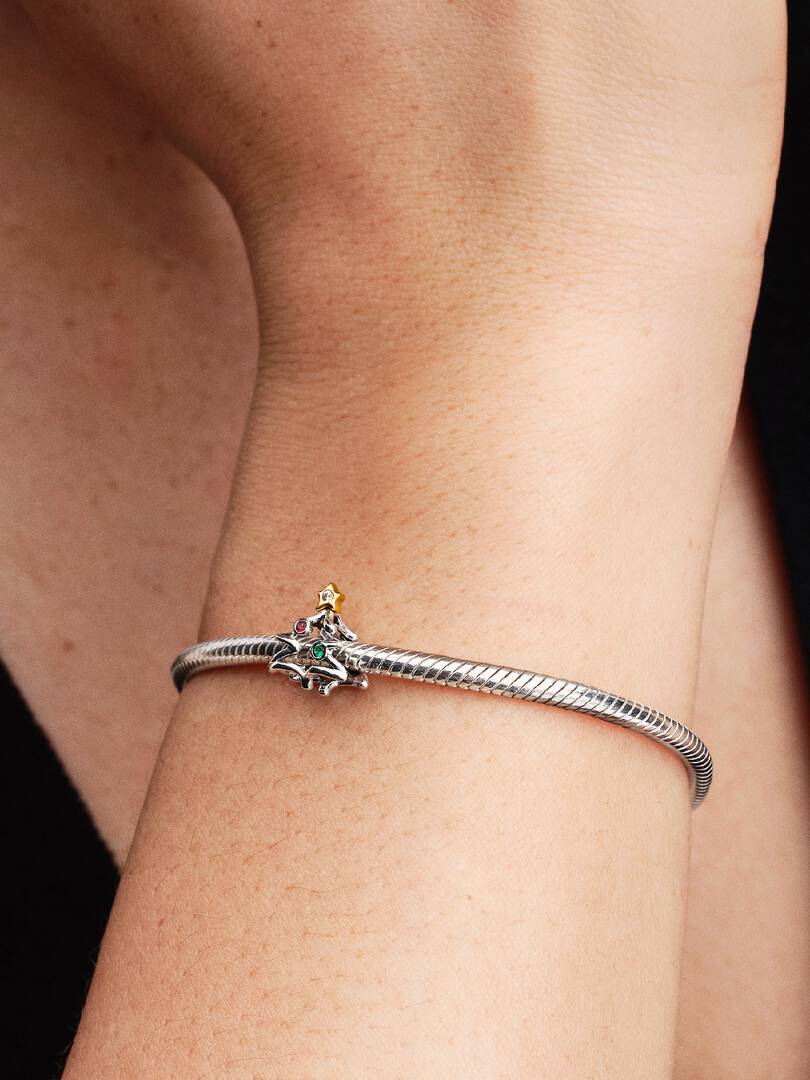 Christmas Tree Charm Sterling silver, 14k gold plating