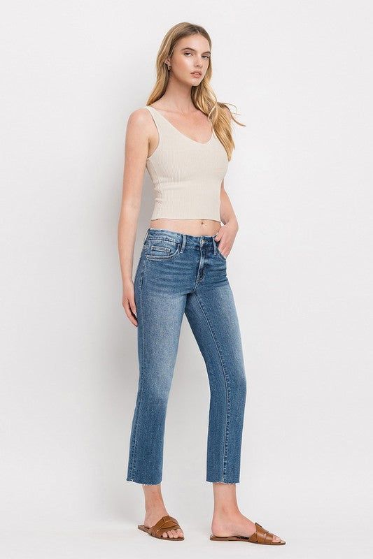 Midnight In Paris Mid Rise Crop Slim Straight