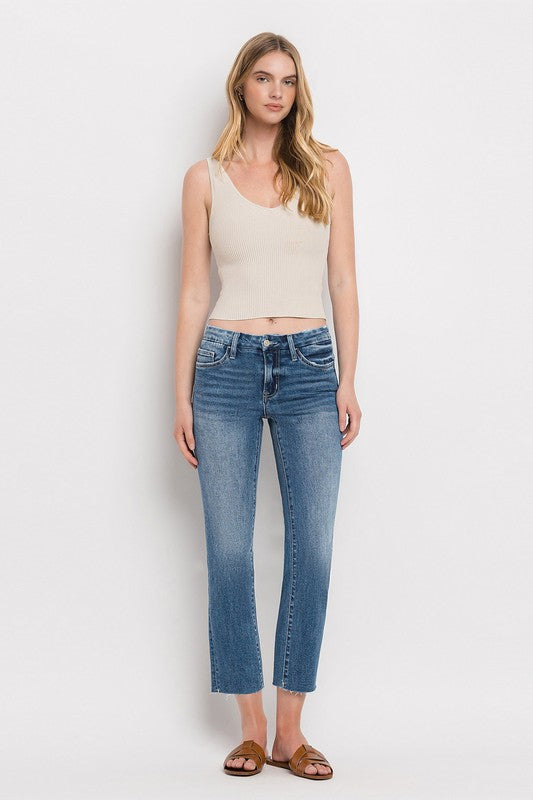 Midnight In Paris Mid Rise Crop Slim Straight