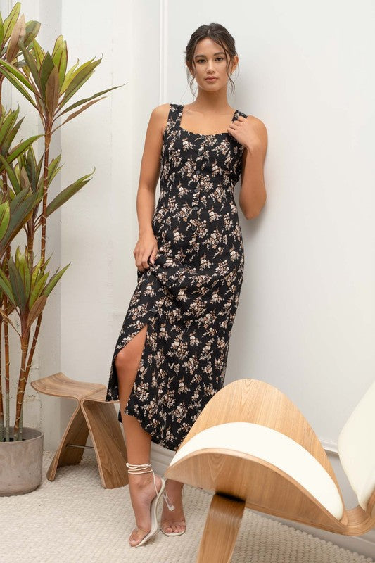 FLoral Sleeveless Midi Dress