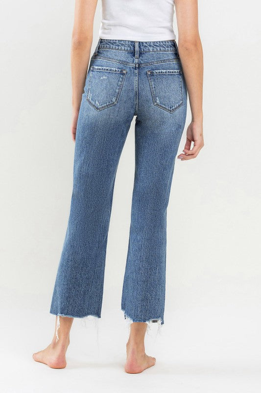 Victory High Rise Raw Hem Wide Leg Jean