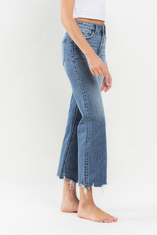 Victory High Rise Raw Hem Wide Leg Jean