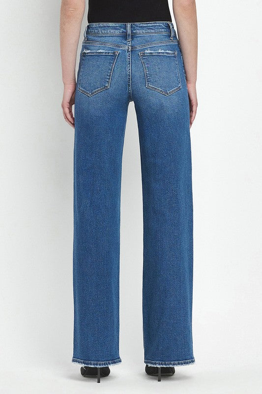 Mandy Mid Rise Full Length Wide Leg Jean