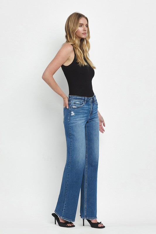 Mandy Mid Rise Full Length Wide Leg Jean