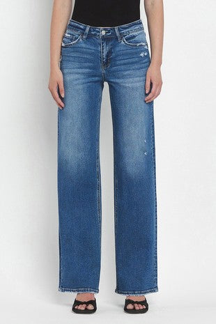 Mandy Mid Rise Full Length Wide Leg Jean