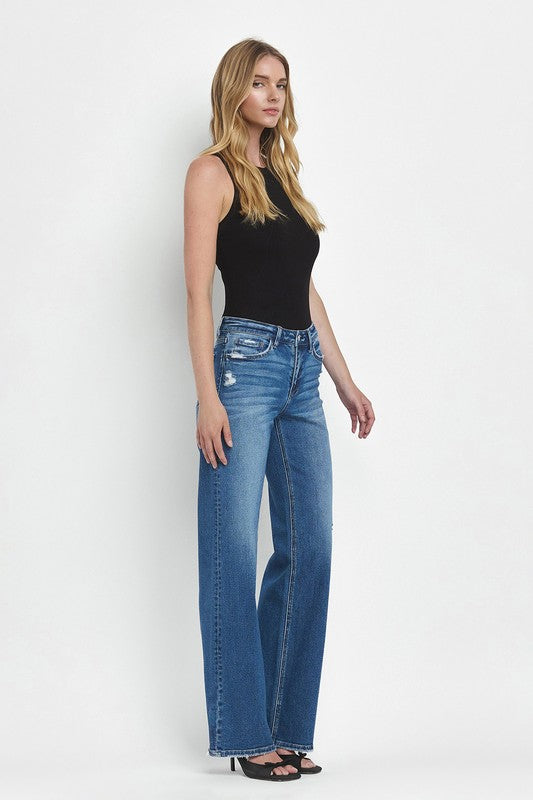 Mandy Mid Rise Full Length Wide Leg Jean