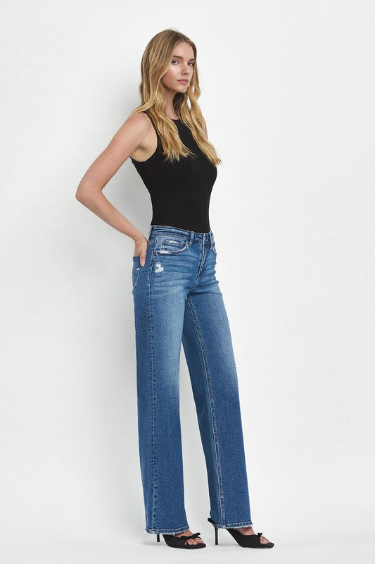 Mandy Mid Rise Full Length Wide Leg Jean
