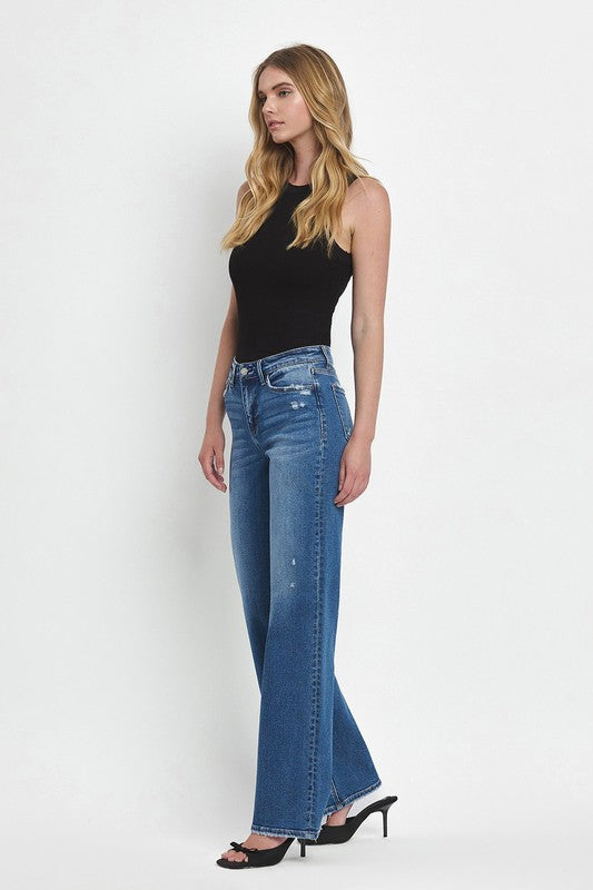 Mandy Mid Rise Full Length Wide Leg Jean