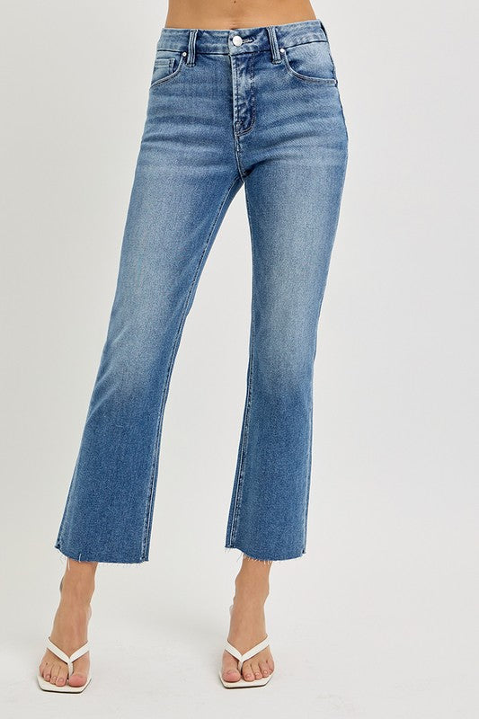 Tummy Control High Rise Crop Straight Jeans