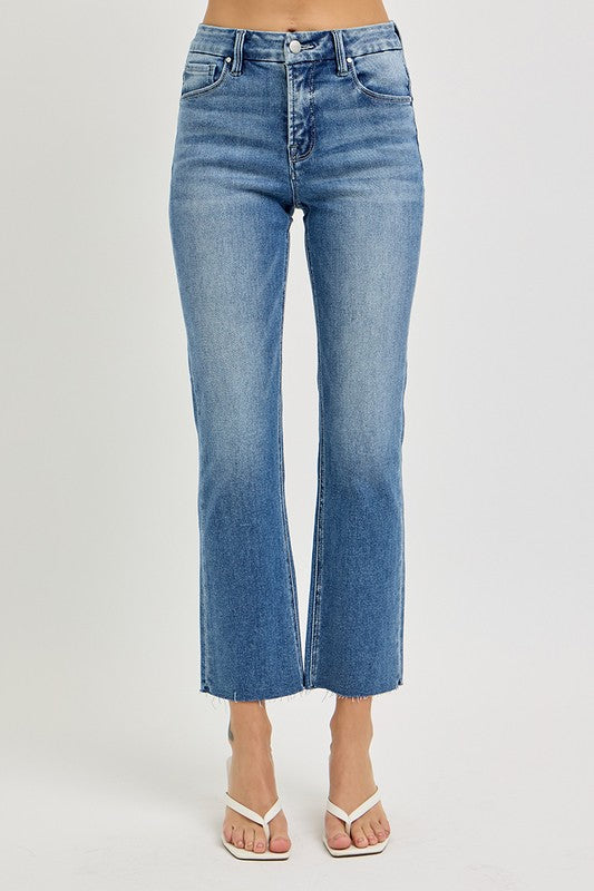 Tummy Control High Rise Crop Straight Jeans