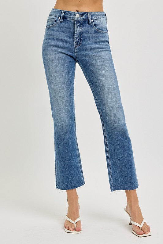 Tummy Control High Rise Crop Straight Jeans