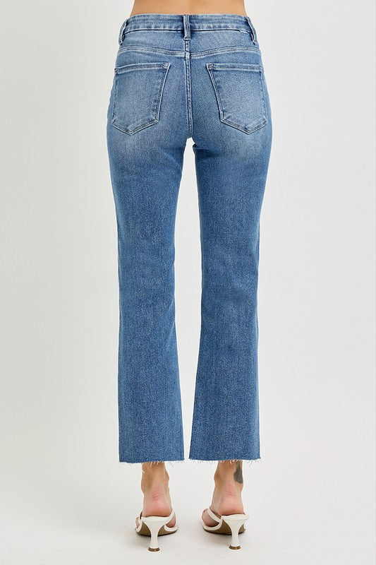 Tummy Control High Rise Crop Straight Jeans