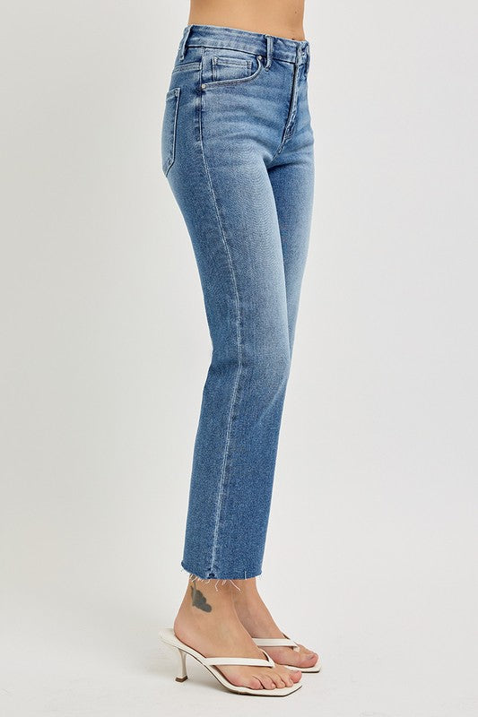 Tummy Control High Rise Crop Straight Jeans