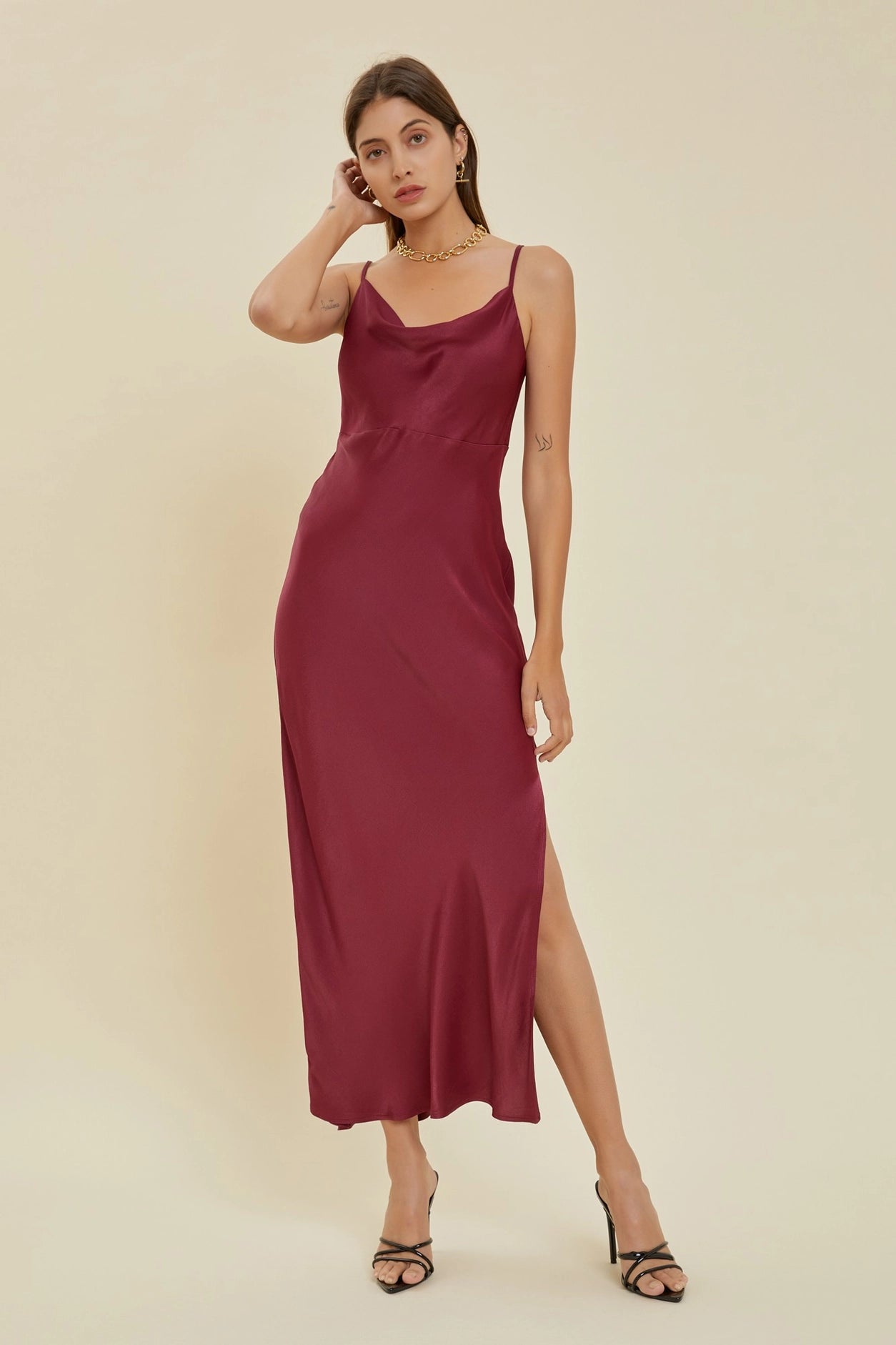 Moments To Remember Cowl Neck Dress