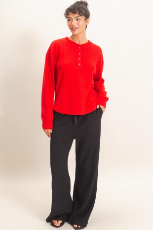 The Haven Brushed Waffle Henley Top