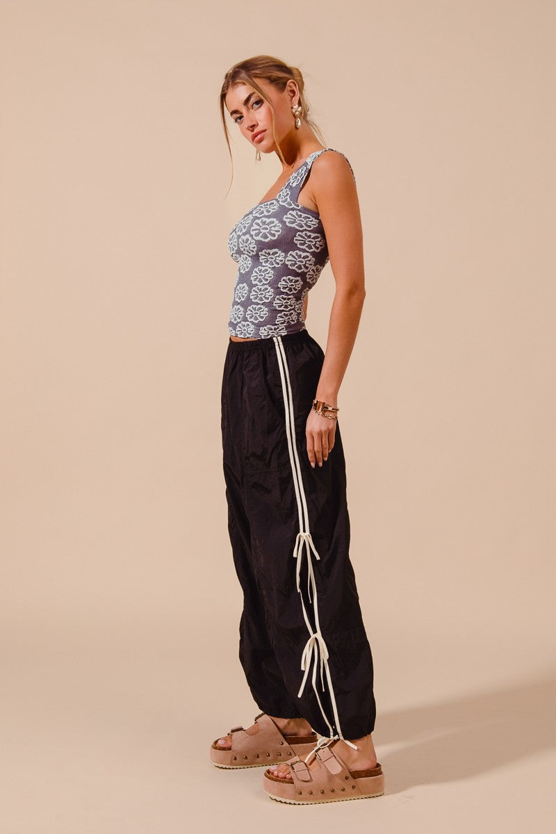 SO ME Loose Fit Jogger Pants With Double Lined Side Detail