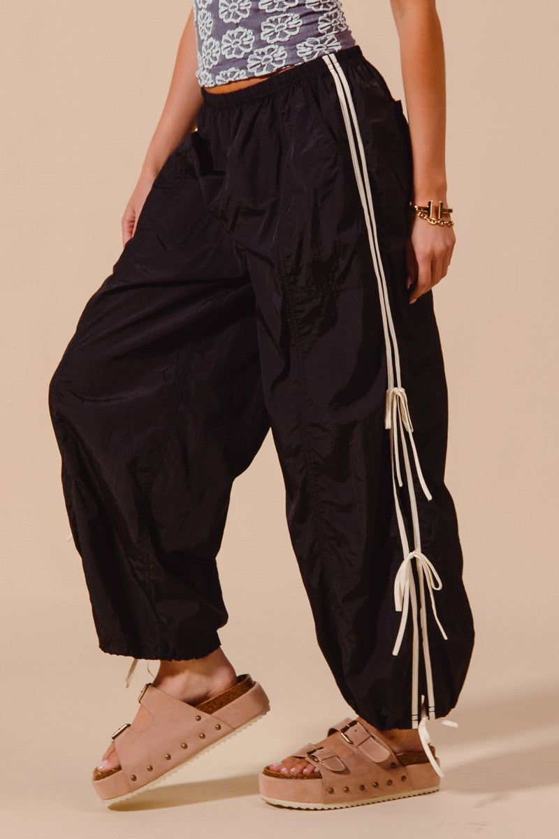 SO ME Loose Fit Jogger Pants With Double Lined Side Detail