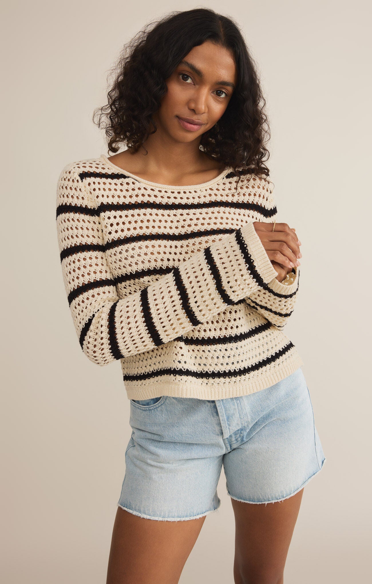 Kit Stripe Crochet Sweater