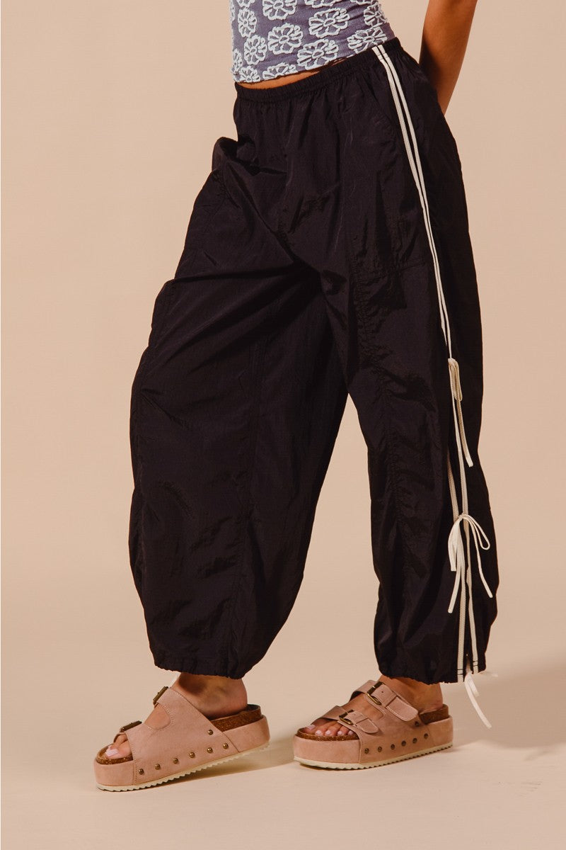 SO ME Loose Fit Jogger Pants With Double Lined Side Detail
