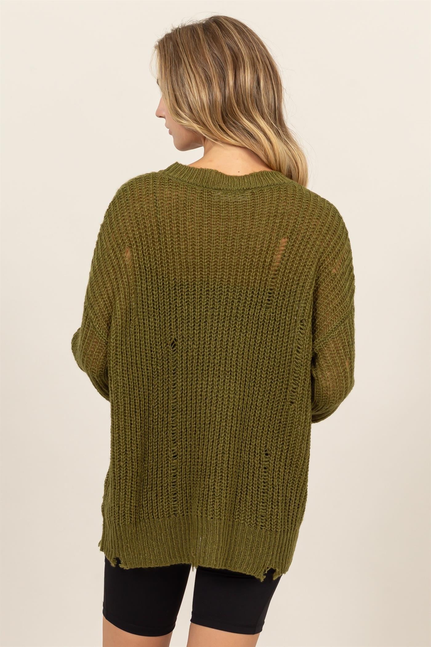 Effortless Charm Distressed Sweater