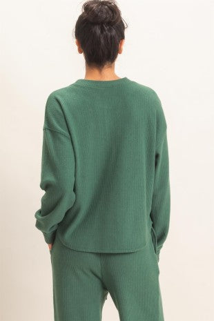 The Haven Brushed Waffle Henley Top