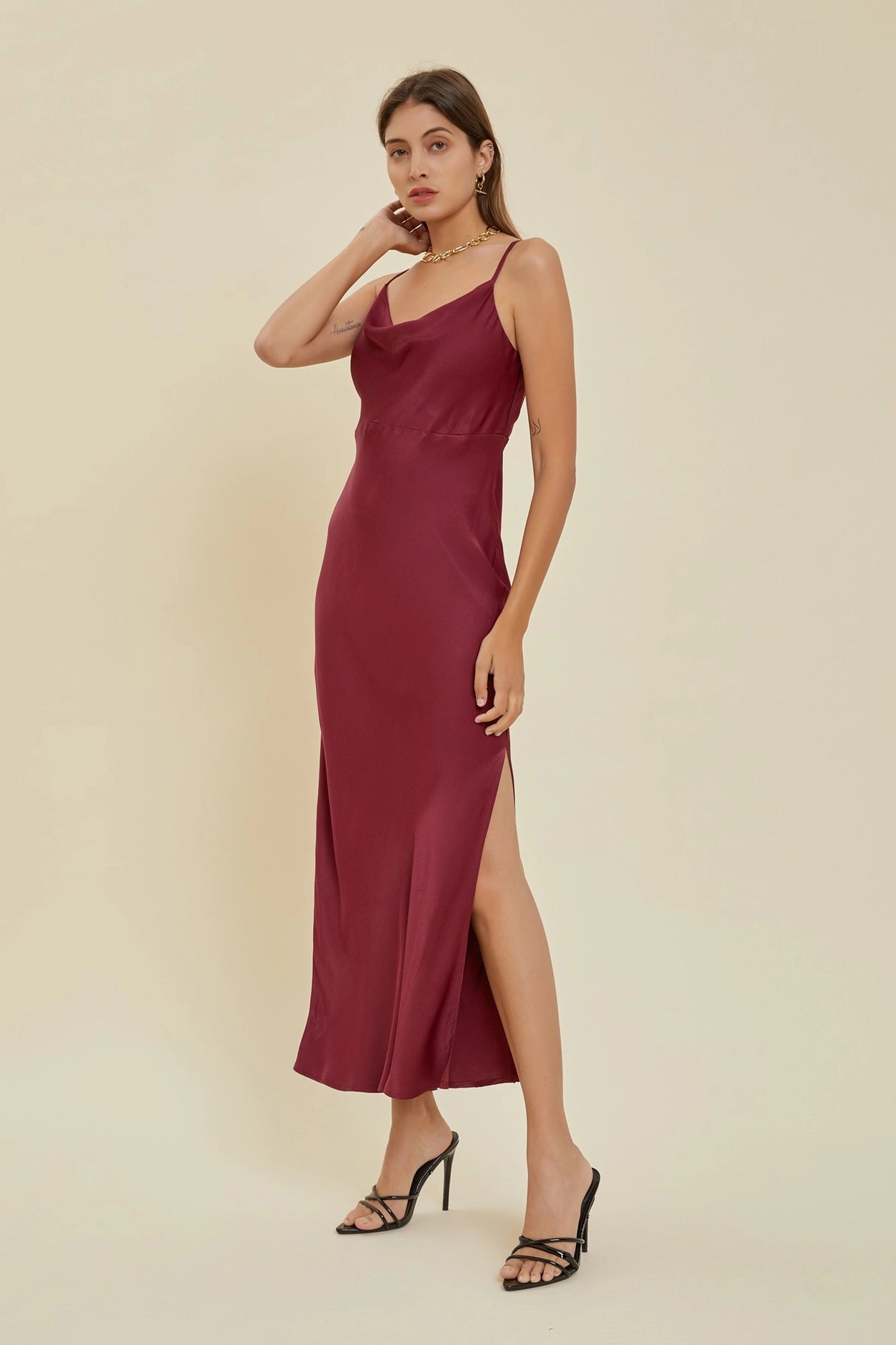 Moments To Remember Cowl Neck Dress