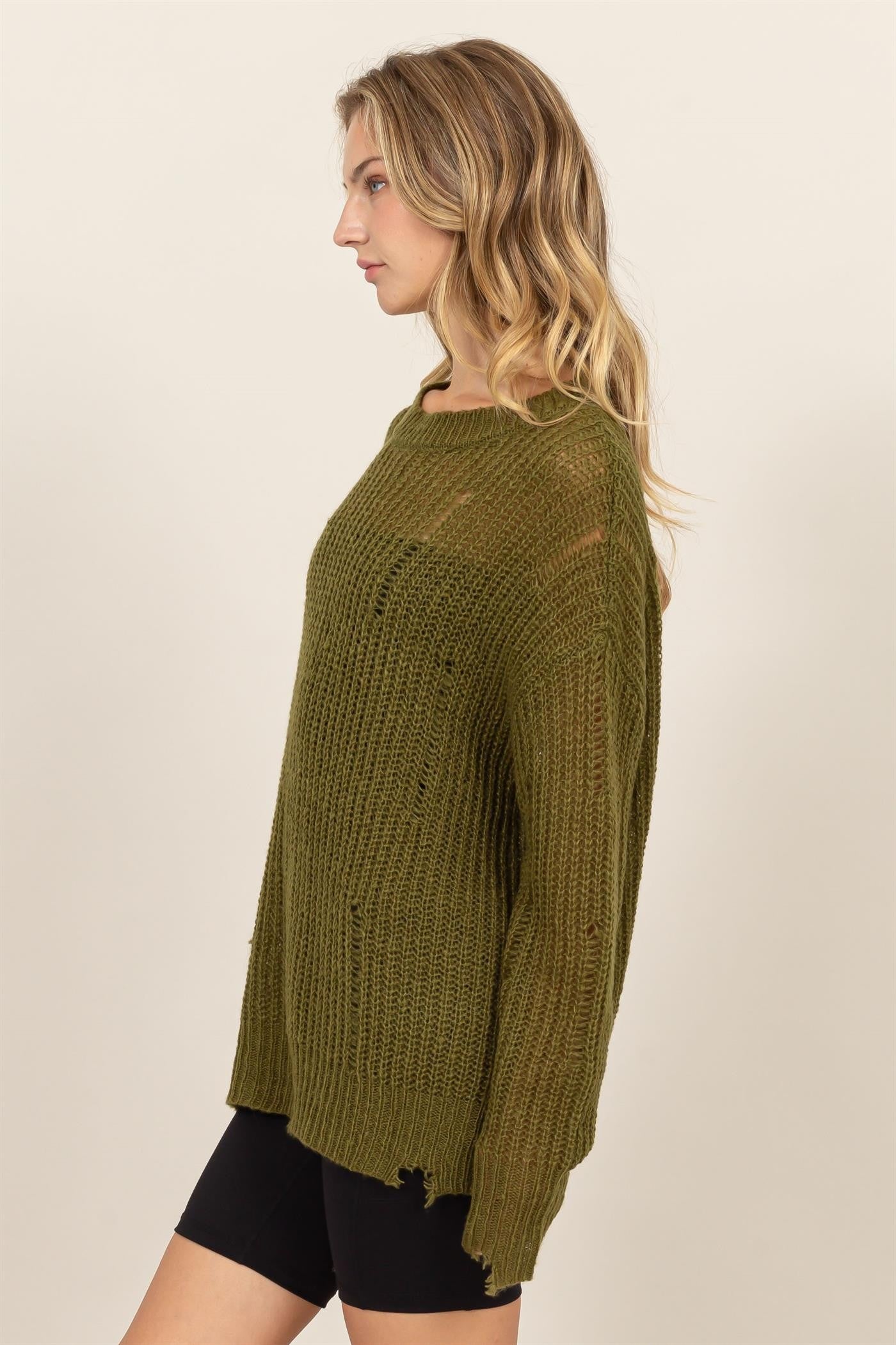 Effortless Charm Distressed Sweater