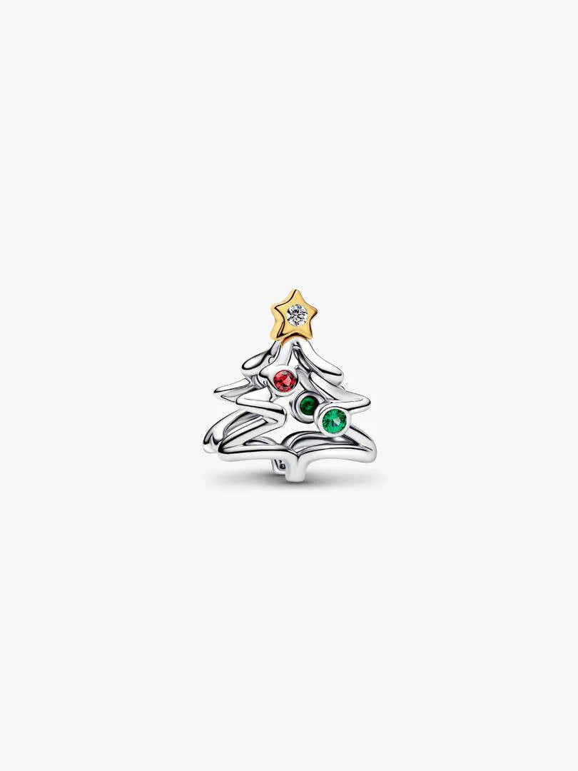 Christmas Tree Charm Sterling silver, 14k gold plating
