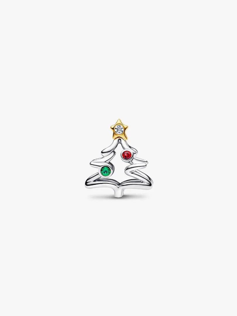 Christmas Tree Charm Sterling silver, 14k gold plating
