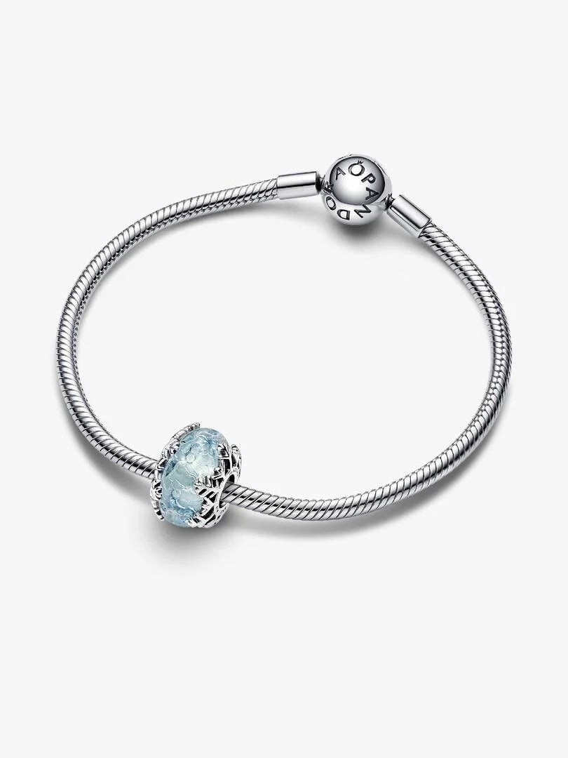 Winter Blue Snowflake Murano Charm Sterling silver