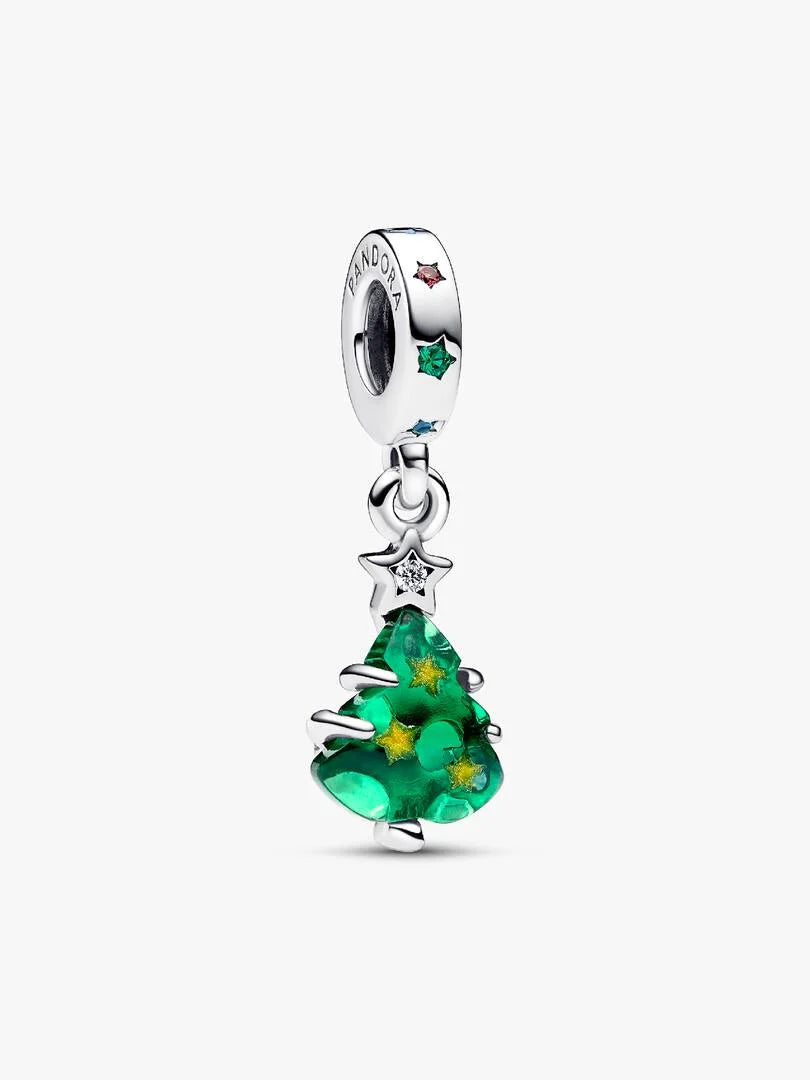 Sparkling Christmas Tree Dangle Charm Sterling silver