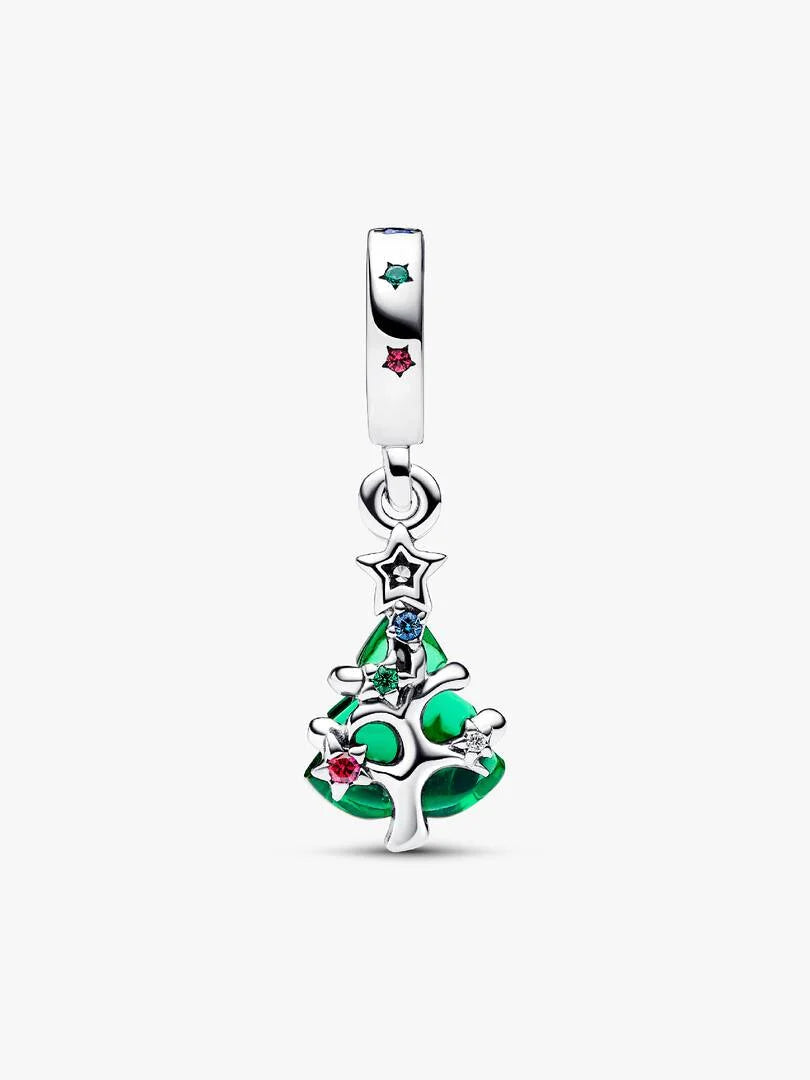 Sparkling Christmas Tree Dangle Charm Sterling silver