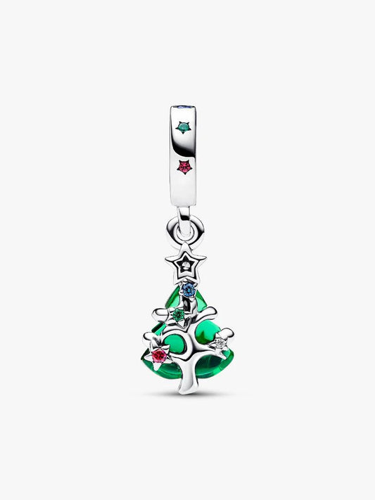 Sparkling Christmas Tree Dangle Charm Sterling silver