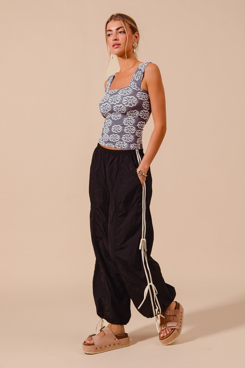 SO ME Loose Fit Jogger Pants With Double Lined Side Detail