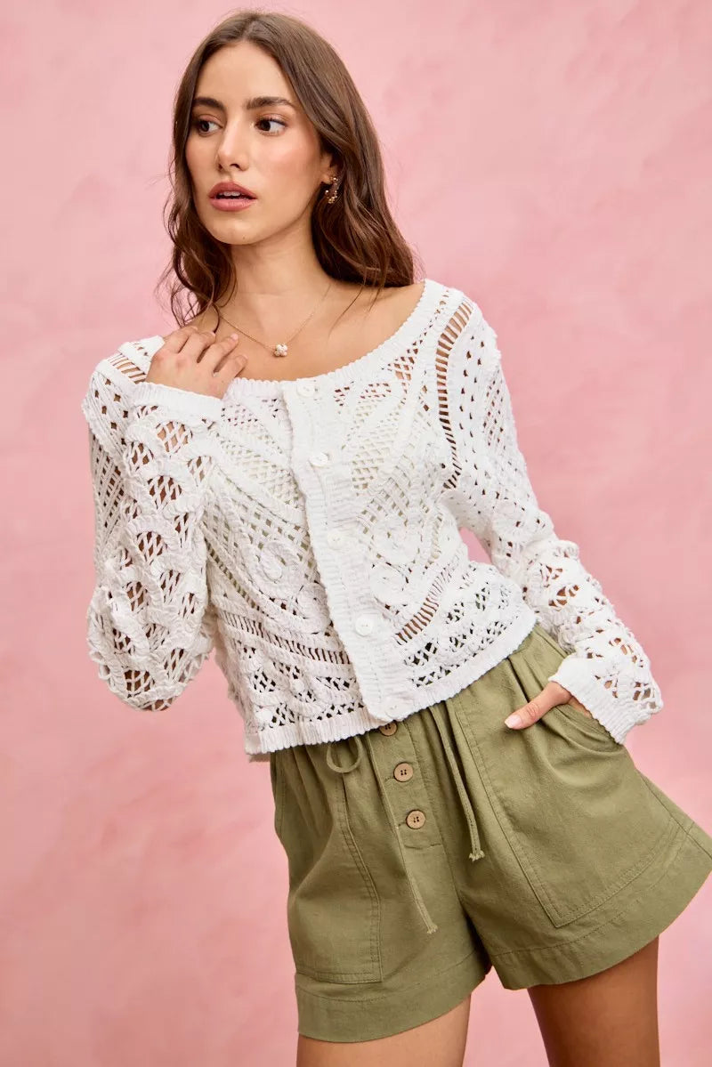 SO ME Paper Bag Patch Pocket Drawstring Twill Shorts