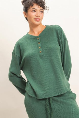 The Haven Brushed Waffle Henley Top