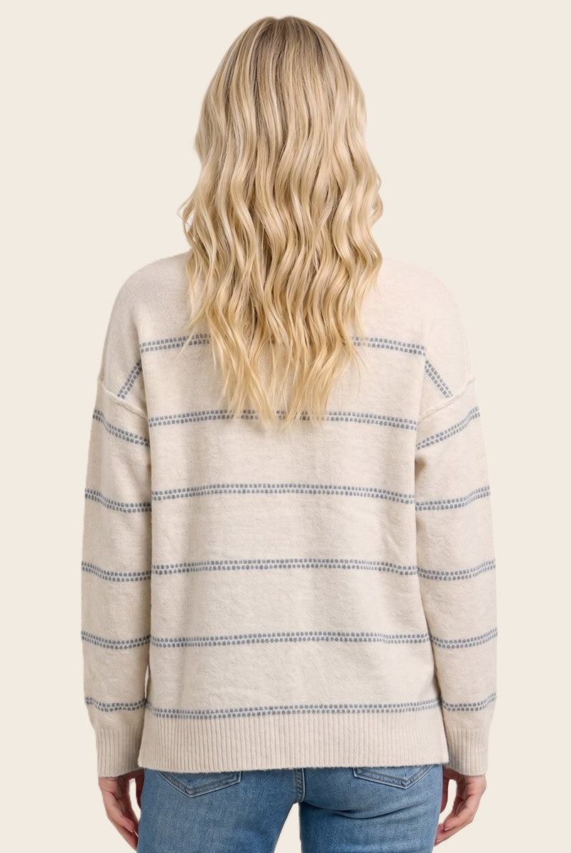 The Wren Double-Dot Fuzzy Stripe Sweater