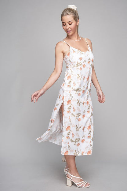Frenchy Tied Backless Floral Cami Dress