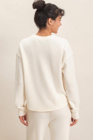 The Haven Brushed Waffle Henley Top