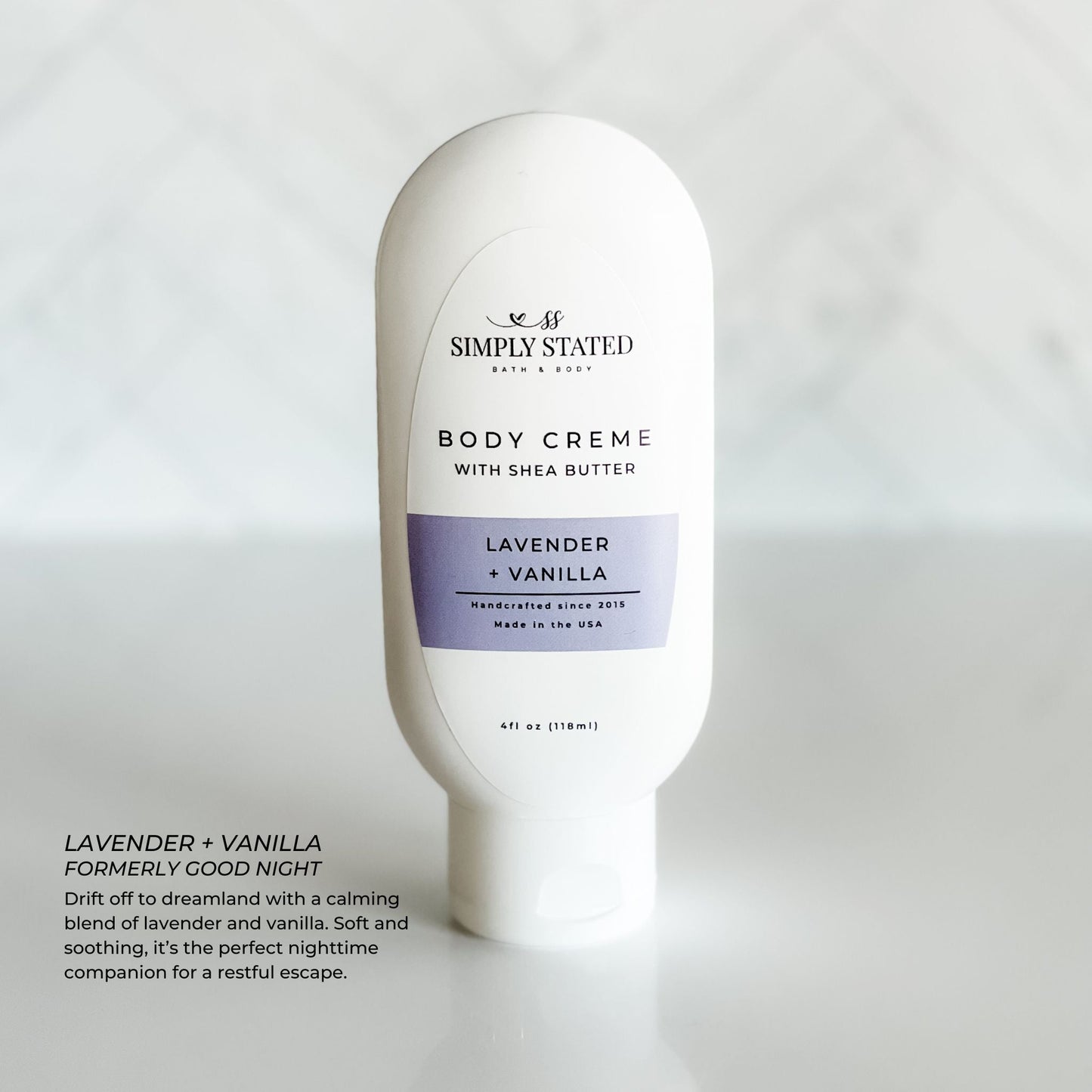 Lavender + Vanilla Body Crème 4 oz Squeeze Bottle