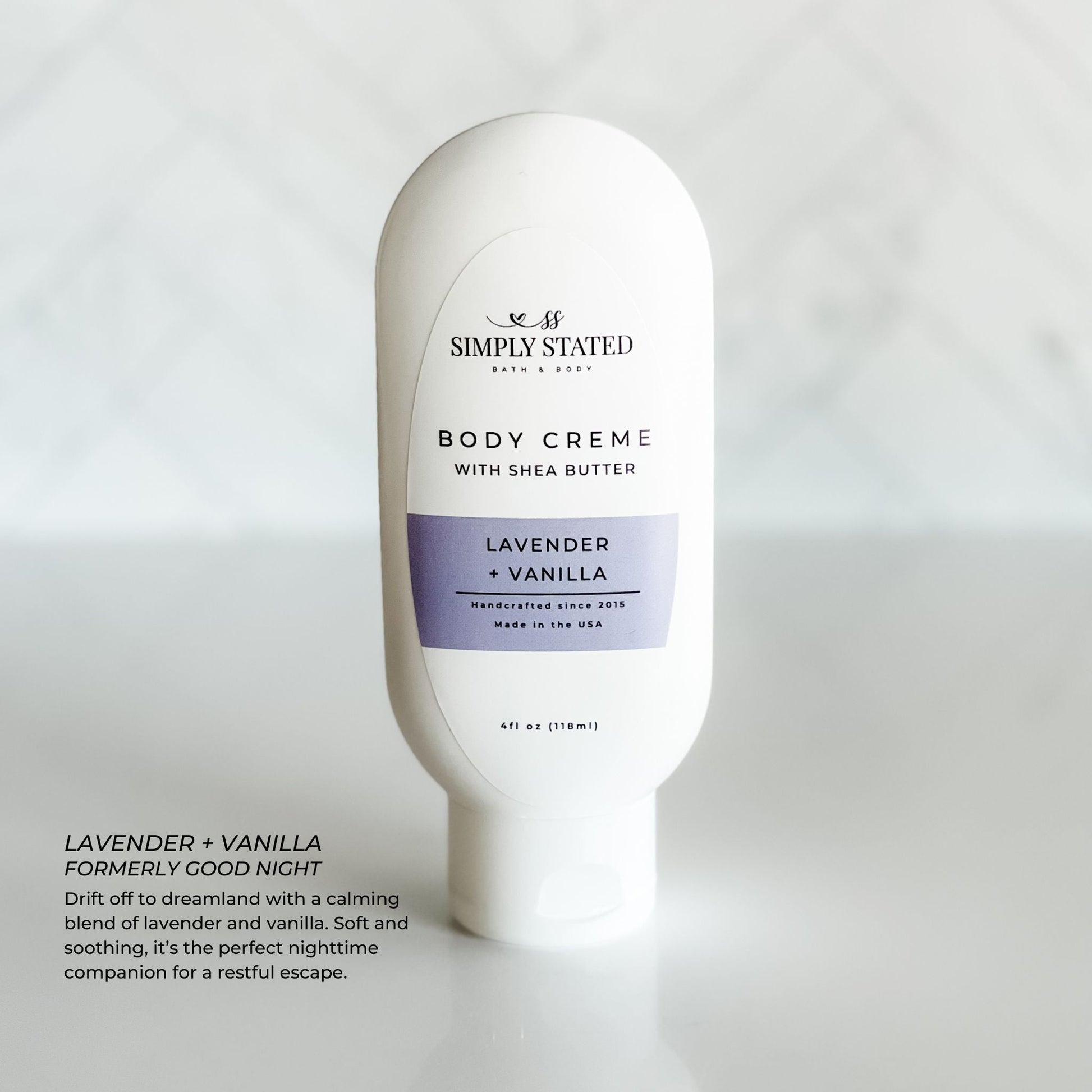 Lavender + Vanilla Body Crème 4 oz Squeeze Bottle
