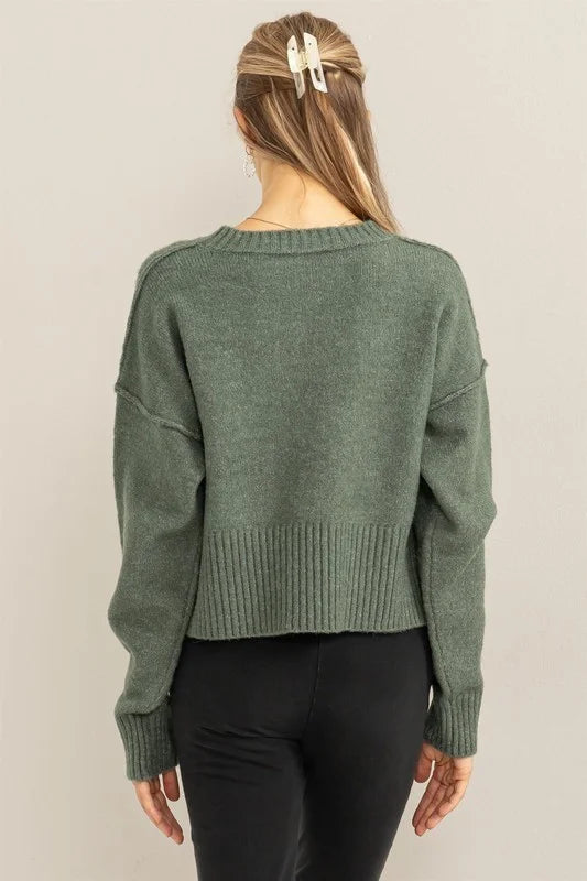 Beyond Chic Reverse Seam Side Slit Sweater