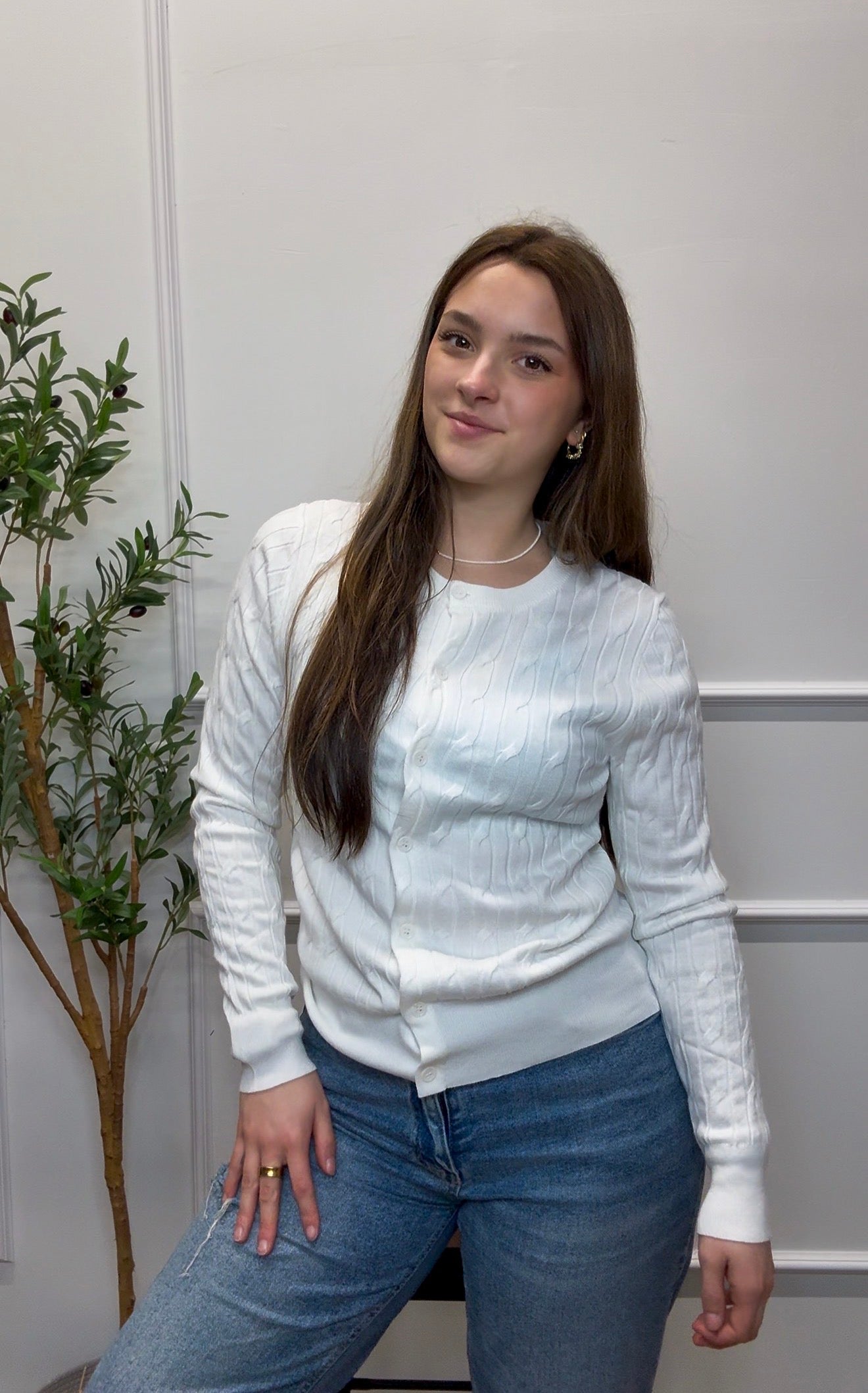 The Classic Cable Crew Cardigan Sweater