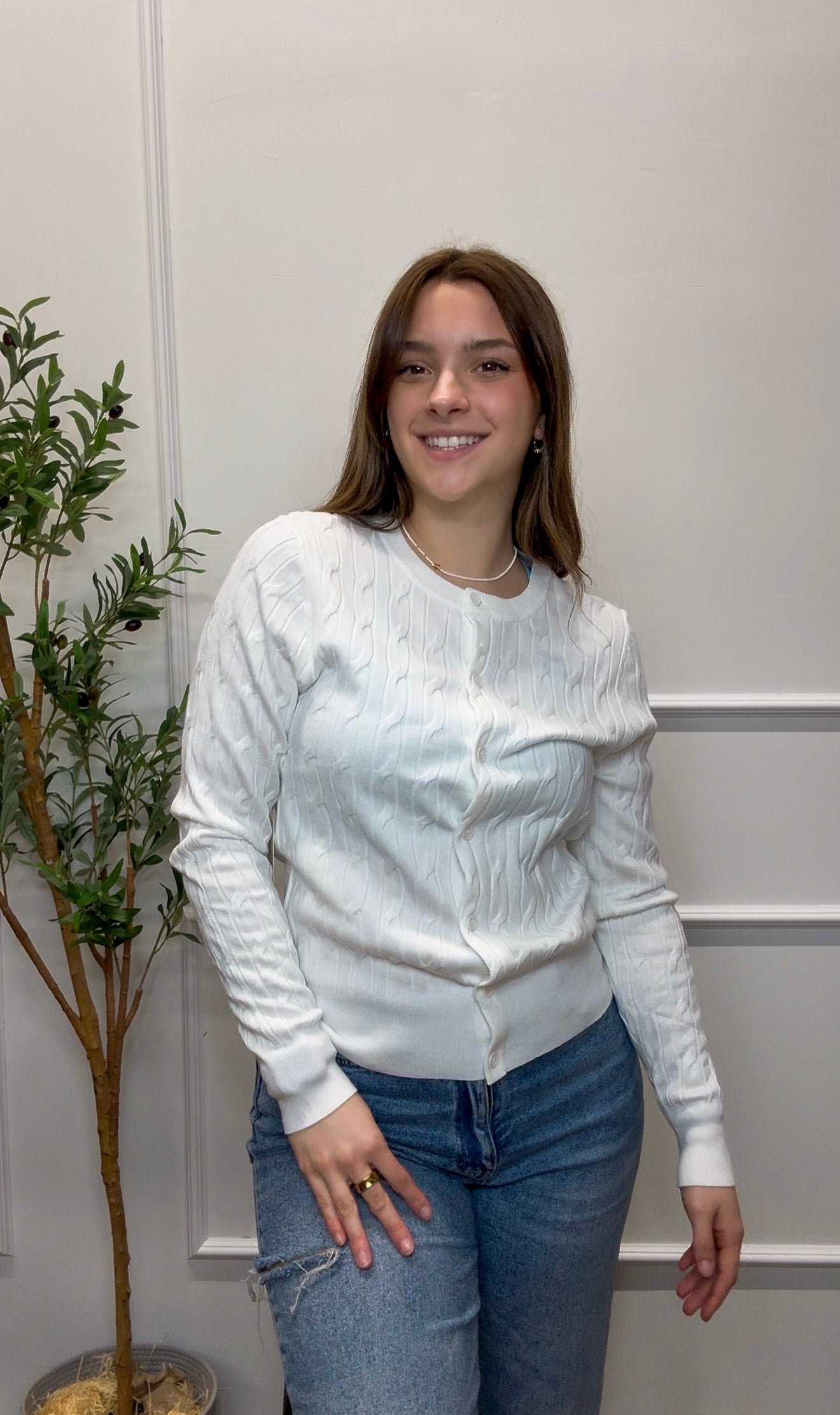 The Classic Cable Crew Cardigan Sweater