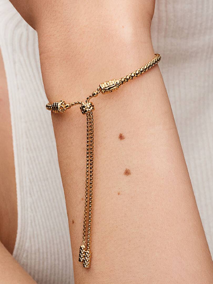 Studded Chain Slider Bracelet 14k gold plating