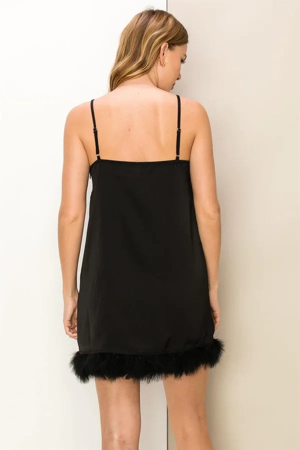 Romantic Evenings Feather Embellished Mini Dress