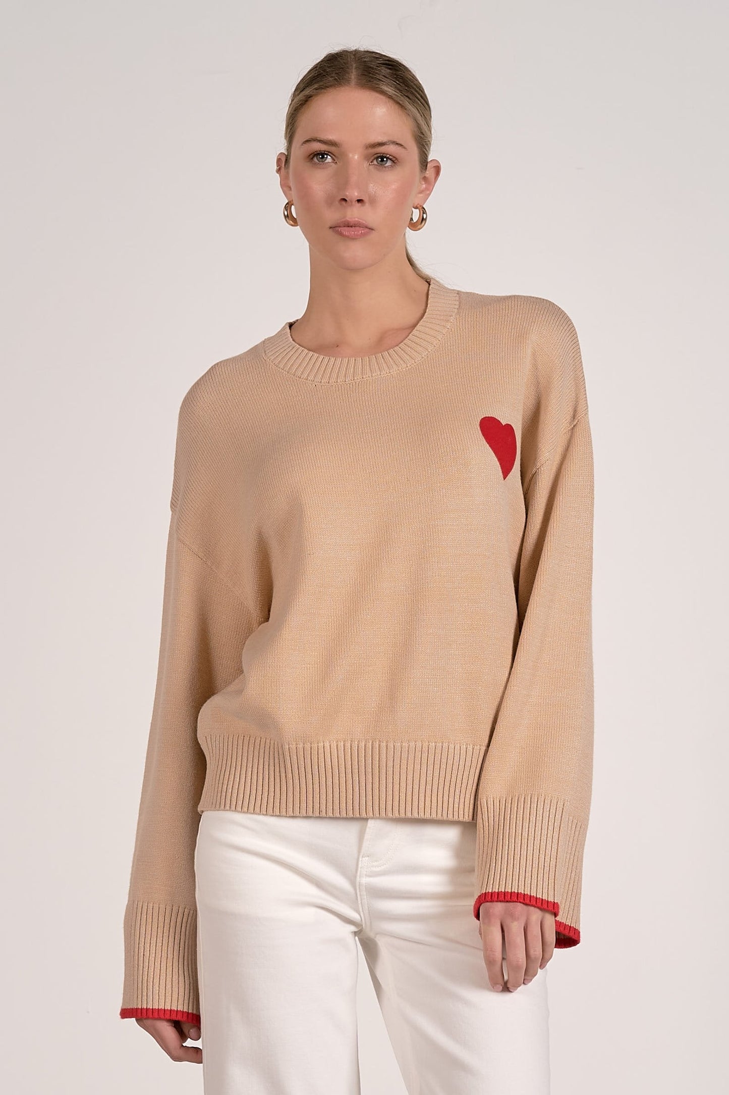 Heart Sweater Tan Heart