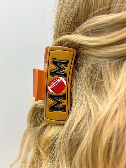 PREORDER: Sports 'MOM' Leather Claw Clip