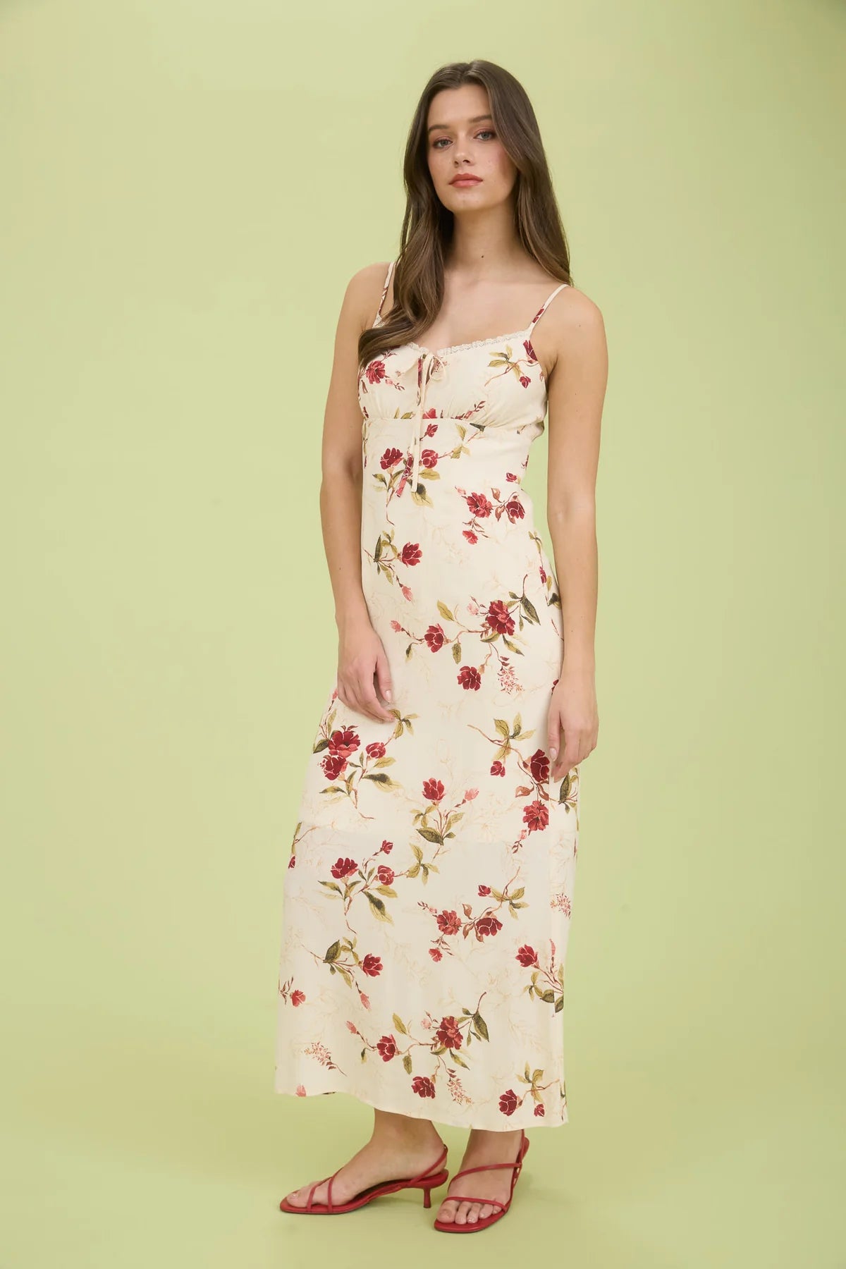 Blushing Blooms Tie-Front Midi Dress