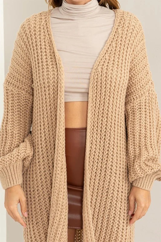 Gentle Aura Chunky Ribbed Open Sweater Cardigan